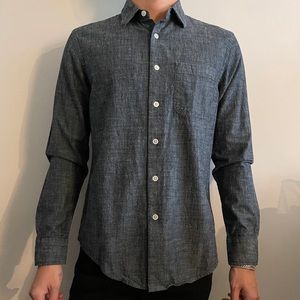 CLUB MONACO navy linen button up